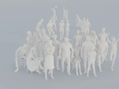 19 LP THIRTIES CASUAL SUMMER SPORT CROWDS MAN SITTING WOMAN 3D print model