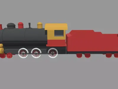 Low Poly Train 02 Low-poly 3D model
