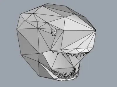 Lowpoly shark gold triangular head 3D model