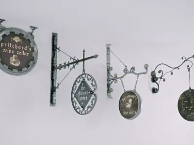 Fantasy Hanging Signage 3D model