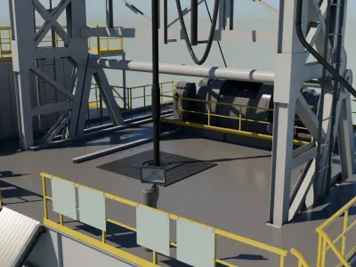 Drilling platform Low-poly 3D model