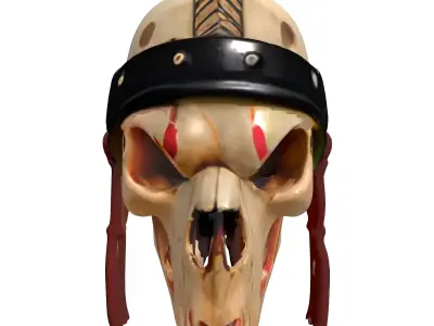 Fantasy Bloody Skull Warrior Helmet Low-poly 3D model