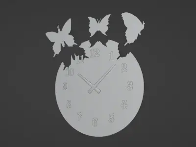 Butterfly Decoration Wall Clock 3D model