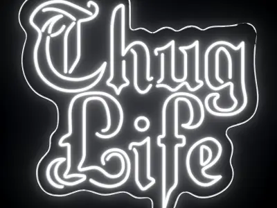 Thug Life Neon Sign 3D model