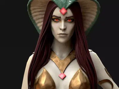 Naga Stylized Female Character Lowpoly 3D model Low-poly 3D model