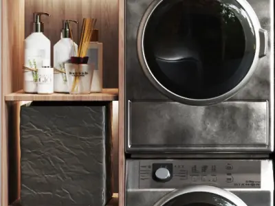 Laundry room with household appliances 3D model