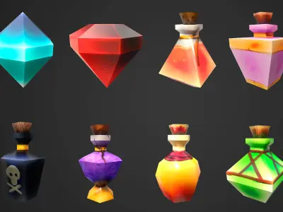 Treasure Chest Kit Low-poly 3D model