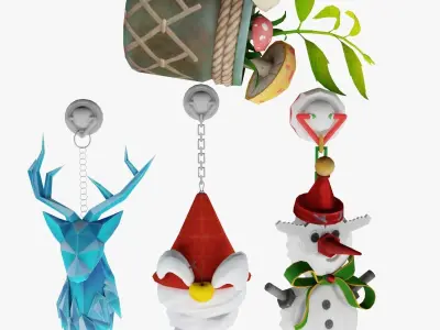 Crystal Reindeer Merry Yeti Pot Plant  Snowwoman Ornament 3D model