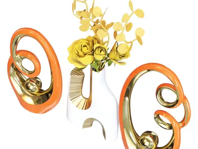 Abstract Decor Orange and Gold 3D model