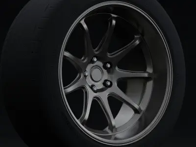 Work Emotion D9R Aftermarket Wheel Low-poly 3D model
