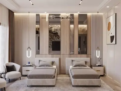 Luxury Bedroom  Corona Interior Scene 3D model