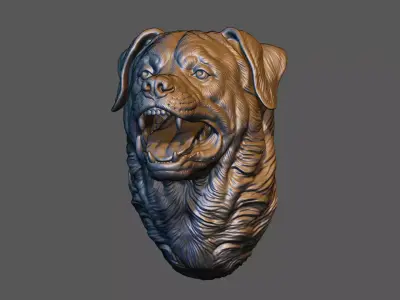 Barking Rottweiler Bust 3D print model