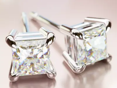 Princess stones ear rings 3D print model