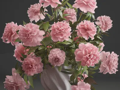 Bouquet pink Peonies  peony 3D model