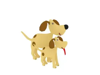 Dog Cartoon Character Low-poly 3D model
