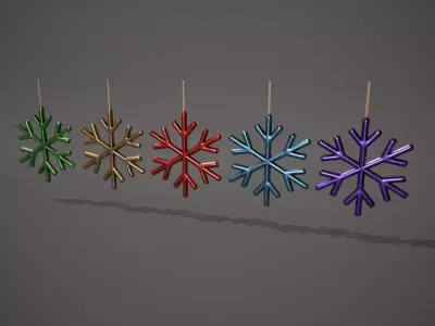 Snowflake Decorations Low-poly 3D model