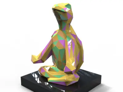 polygonal turtle on the podium 3D model