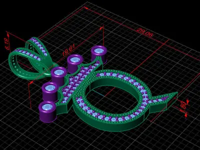 Q letter pendant 3D print model