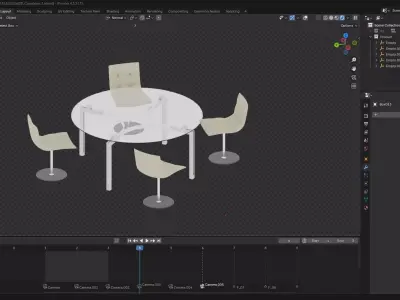 Glass Top dining Table 3D model