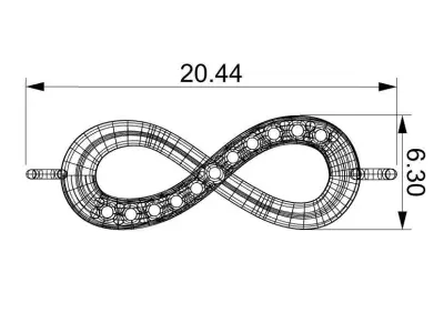 Infinity pendand with diamonds 3D print model