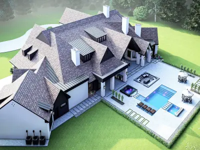 Modern Farm House Number 4 - Stl -Dae file - 3d model Only 3D print model