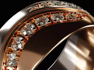 Bicolor Jewelry Ring with Gems 3D print model STL 3dm 3D print model