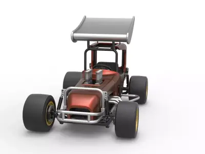 Vintage Winged Supermodified stock car Scale 1 to 25 3D print model