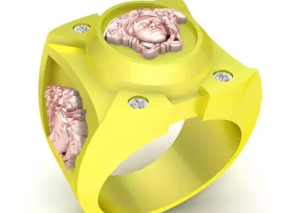 Luxury Medusa Head Men Statement  solid Ring 91a  3D print model