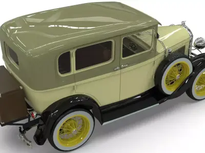 Vintage Sedan Car 1930 Low-poly 3D model
