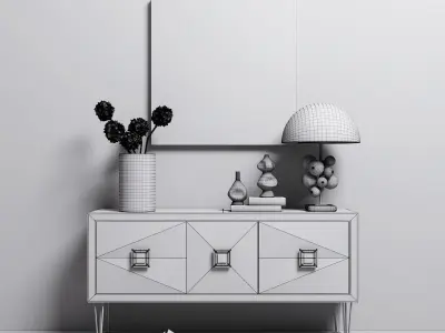 Credenza with decor set 3D model