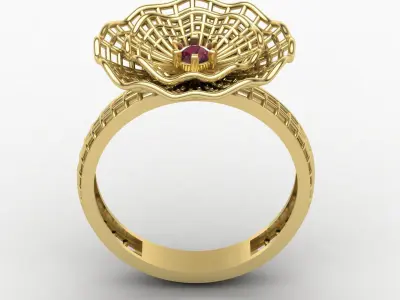 Flower fusion ring 05 3D print model