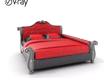 Luxurious Vintage Bed Model Pack Low-poly 3D model