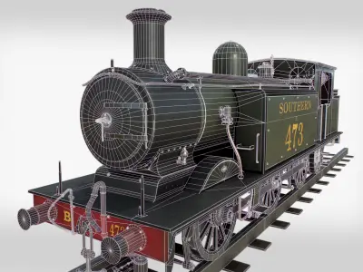 Steam Train Low-poly 3D model