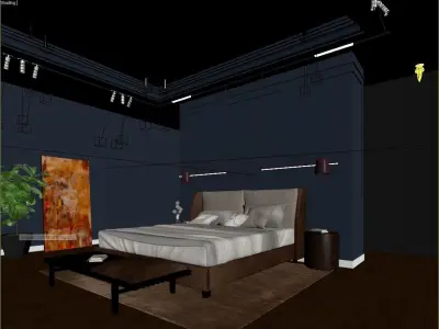 Luxury Modern Villa Bedroom Interior Scene 3ds Max  Corona 3D model