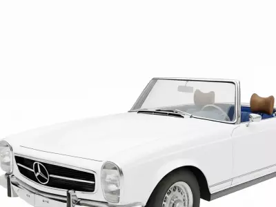 Classic White Convertible Roadster Low-poly 3D model