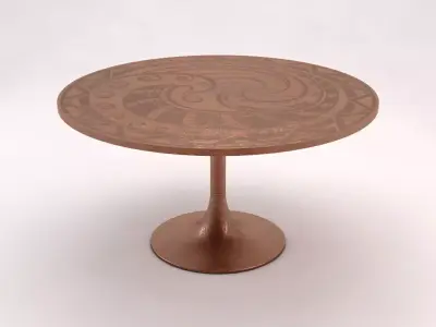 SIDE TABLE---Round support and monopod in copper 3D model