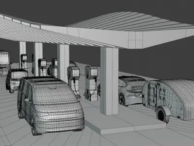 EV charging station IV 3D model