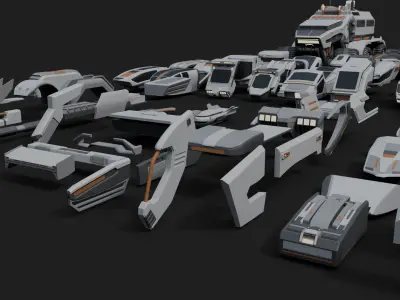 Cyberpunk vehicles kitbash 3D model