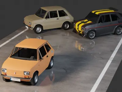 Fiat 126p Maluch Low-poly 3D model