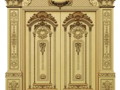 Royal style gold plated classic door 3D model