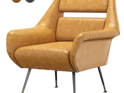 Enamel and Leather Armchair by Gio Ponti 3D model