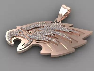 eagle head pendant with diamond 3D print model