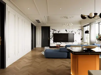 French Eclectic Vintage Living Room  3D model  3D model