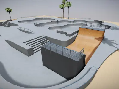 M0030 Beach Skatepark Low-poly 3D model