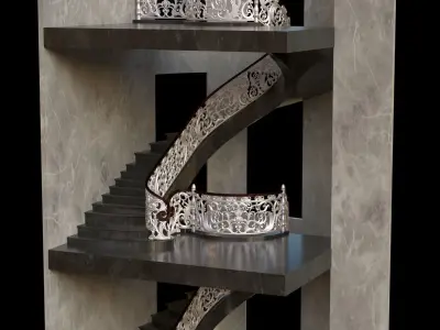 Staircase railings 2 Low-poly 3D model