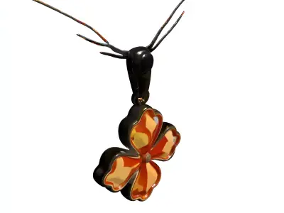 Gold Amber Clover Pendant Low-poly 3D model