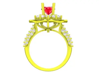 Luxury Floral Halo Gemstone Ring 3D Model 4439 3D print model