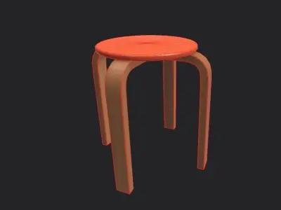 QuadStool 35cm Low-poly 3D model