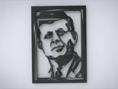 Wall decoration with John F Kennedy motif 3D print model