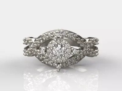 Luxury Halo Engagement Ring  3D print model